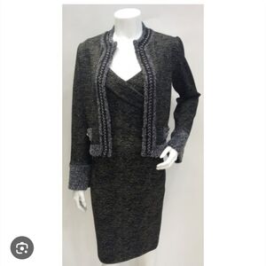 Joseph Ribkoff Black and Gray Tweed Blazer
